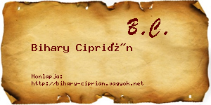 Bihary Ciprián névjegykártya